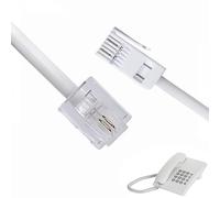 BT to RJ11 Telephone Cable 3M, 2 Pin 6P2C Landline ADSL Modem Lead White | Flat Extension Cable for UK Plug Landline Phones, Broadband Modems, Routers and Fax Machines with Durable Flexible Design