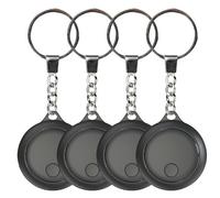 BT Tracker Item Finder Work with Find My 4 Pack Battery Operated Item Locator with Chain Support Message Push and Sound Alarm for Keys Wallet Luggage Pet Bags Black ABS