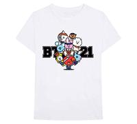 BT21 BTS Kpop Unisex Cotton Crew Neck Short Sleeves Tee Shirt, Dream Team White, XXL