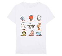 BT21 BTS Kpop Unisex Cotton Crew Neck Short Sleeves Tee Shirt, Resting Time White, XXL