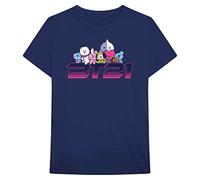 BT21 BTS Kpop Unisex Cotton Crew Neck Short Sleeves Tee Shirt, Space Wappen Navy, S