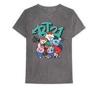 BT21 Men's Street Mood Group T-Shirt in Charcoal | Size: Large BT21 Charcoal L