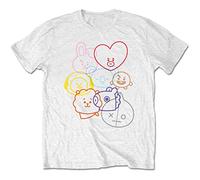 BT21 Official T Shirt BTS Faces K-Pop Koya Shooky Mang Chimmy Official Unisex L White