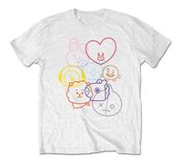 BT21 Official T Shirt BTS Faces K-Pop Koya Shooky Mang Chimmy Official Unisex XL White