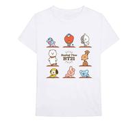BT21 BTS Kpop Unisex Cotton Crew Neck Short Sleeves Tee Shirt, Resting Time White, XXL