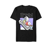 BT21 BTS Kpop Unisex Weekend Black Crew Neck Tee Shirt (L)