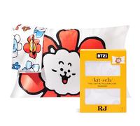 BT21 x Kitsch Satin Pillowcase with Zipper Closure, Softer Than Mulberry Silk Pillow Cases Standard Size 1 Pack, Smooth Cooling Pillow Covers Queen for Hair, Skin Health & Beauty Sleep (19x26 in, RJ)