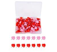 BTACGWP 100 Heart Push Pins Drawing Pins Red Pink Decorative Pin Board Pins Flat Head for Safe Wall Organisation & Beautiful Decoration on Cork Boards for Office, School & Home