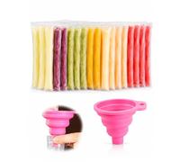 BTACGWP 50 Ice Packs for Ice Cream + 1 Funnel - Leak-proof Zip Closure, Reusable Ice Molds for DIY Refreshments, Suitable for Summer Snacks