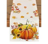 BTACGWP Autumn table runner, 1 piece (33 x 183 cm), machine washable and scratch-resistant, secures a stable Thanksgiving setting thanks to non-slip edges and protects wood from hot plates and wine