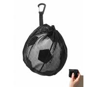 BTACGWP Ball Net 1 Piece for 1 Ball, With Carabiner & Drawstring, Foldable Ball Bag Against Roll Loss, Easy to Attach to School Backpack, Ideal for Training