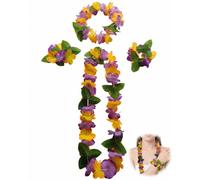 BTACGWP Hawaiian Flower Wreath Set, 4 Pieces, Vibrant Hula Costume Accessory for Theme Party, Luau & Beach Celebration, Carnival Outfit for Women and Girls
