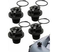 BTACGWP Pack of 4 Replacement Valves for Inflatable Boat and SUP Valve, Ideal for Emergency Repairs and Maintenance of Inflation Products, with Three Ring Lid (22 mm) (Black)