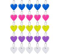 BTACGWP Reflector Pendant Heart Shape Pack of 25 Light Reflecting Backpack Tags in Blue, Purple, Pink, Neon Green and Silver, Reflective Pendants for Bags, Backpacks, Jackets and Outdoor Accessories