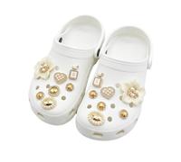 BTACGWP Set of 12 badges, pearl flowers, high-quality PVC shoe charm set, click closure for non-slip hold and optimal summer wearing comfort