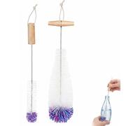 BTACGWP Set of 2 Bottle Brushes White with Handle for Sodastream Bottles & Tight Necks, Cleaning Brush for Baby Bottles, Drinking Bottles, Carafes, Thorough & Hygienic Cleaning