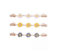 BTACGWP Set of 3 Cardigan Clips with Daisy: White, Yellow, Blue Adjustable Sweater & Dress RCA Clips for Women & Girls - Ideal for Fitted Look
