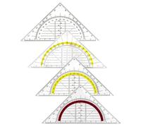 BTACGWP Set Square 4 Pieces 4 Colours | Protractor & Geometry Triangle Made of Shatterproof Plastic | Clear Scaled & Wear-resistant for Precise Math Homework & School Lessons