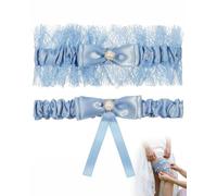 BTACGWP Wedding Garter, Set of 2, Blue, Highly Elastic Fit, Traditional Something Blue Accessory for Secure Wedding Dress and Optimal Dance Comfort