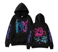 BTAISYDE Arcane-Jinx Hooded Sweatshirt High-definition Print Relaxed Fit Long Sleeves Hip-hop Style (Black 2,M)