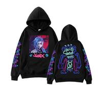 BTAISYDE Arcane-Jinx Hooded Sweatshirt High-definition Print Relaxed Fit Long Sleeves Hip-hop Style (Black 3,3XL)
