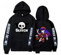 BTAISYDE Murder-Drones Hoodie, Harajuku Style Pullover, Vintage Unisex Sweatshirt, Side Seam Pockets (Black 5,XS)