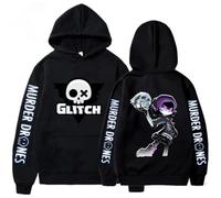 BTAISYDE Murder-Drones Hoodie, Harajuku Style Pullover, Vintage Unisex Sweatshirt, Side Seam Pockets (Black 9,XS)