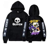 BTAISYDE Murder-Drones Hoodie, Harajuku Style Pullover, Vintage Unisex Sweatshirt, Side Seam Pockets (Black 2,L)