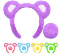 Btanadi Bear Ears Headband and Tail Set - Cute Bear Costume Accessories for Adults, World Book Day Fancy Dress, Storybook Character Cosplay Outfit with Tail, Easter Fancy Dress - Purple
