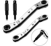 Btanadi HVAC Service Wrench Tools:3/16” to 3/8” 5/16'' x 1/4''Air Conditioner Valve Ratchet Wrench with 2 Hexagon Bit Adapter Kit for Air Refrigeration and Equipment Repair Tools Clearance