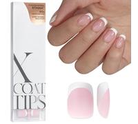 BTArtbox Extra Short Press on Nails- 150PCS XCOATTIPS French Tip False Nails, Soak Off Square Nail Tips, Pink Soft Gel Nail Tips for Gel Extensions in 15 Sizes