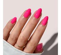 BTArtbox False Nails Press Ons - Hot Pink Short Press On Nails Almond, Opaque Soft Gel Stick On Nails For Women in 16 Sizes - 32 Fake Nail with Glue Kit, Power Pink