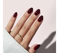 BTArtbox False Nails Short - Dark Red Oval Press On Nails, Opaque Stick On Nails for Women in 16 Sizes - 32 Soft Gel Fake Nail Kit, Coffee Bean
