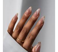 BTArtbox Press On Nails Almond - 32 Pcs Cat Eye False Nails with 3D Sculpting Metallic Design, Medium Stick On Nails for Women, Supremely Fit & Glossy Fake Nail Kit in 16 Sizes, Knightshield