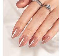 BTArtbox Press On Nails Almond - Medium False Nails in 15 Sizes, 30Pcs Soft Gel Chrome Fake Nail with Glue, Light Weight & Fit Perfectly, Natural Stick on Nails for Women, Chocolate Glazed