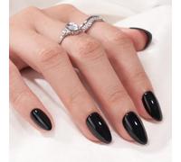 BTArtbox Press On Nails, Black Velvet, Short Almond, Black, 32Ct