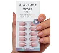 BTArtbox Press On Nails, Pink Aurora, Short Almond, Purple French Tip, 32Ct