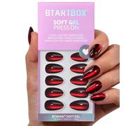 BTArtbox Press On Nails, Red Cat Eye, Short Almond, Glossy, 32Ct
