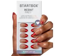 BTArtbox Press On Nails, Ruby Slipper, Short Almond, Red French Tip, 32Ct