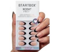 BTArtbox Press On Nails Short - Dot Couture, Lamp-Curable Almond Black French Tip False Nails with Glue and Adhesive Tabs, Soft Gel Stick On Nails for Women in 16 Sizes - 32 Fake Nail Kit