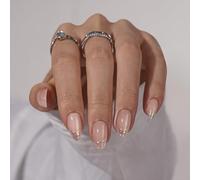 BTArtbox Press on Nails Short - Fall Aurora False Nails Almond, Stick On Nails for Women, Supremely Fit & Natural french tip false nails in 16 Sizes, Athena