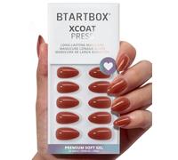 BTArtbox Press On Nails Short - Lamp-Curable Almond False Nails with Glue for Women, Semi-Transparent Soft Gel Stick On Nails in 16 Sizes - 32 Fake Nail Kit, Spill Tea