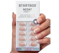 BTArtbox Press On Nails Short - Lamp-Curable Oval Stick On Nails for Women, Semi-Transparent Soft Gel French Tips False Nails with Glue in 15 Sizes - 30 Fake Nails Kit, Chic Twins