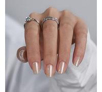 BTArtbox Press On Nails Short - Square False Nails, Brown Chrome Nail Tips with Nail Glue, Reusable Stick On Nails in 15 Sizes - 30 Soft Gel Fake Nail Kit, Cream Soda
