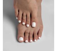 BTArtbox Press On Toe nails, Pure Chic, Short Squoval, White, 32Ct | 2+ Weeks Wear, Salon-Quality Natural Toenails, 4X Thicker Tips, Custom 6 Big Toe Sizes, 16 Sizes, All-in-One Complete Kit