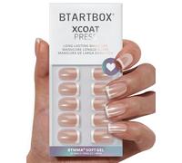 BTArtbox Stick On Nails for Women - Lamp-Curable Chrome French Tip False Nails with Glue, Semi-Transparent Soft Gel Press On Nails in 16 Sizes - 32 Fake Nail Kit, Evening Attire