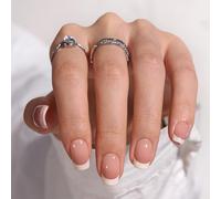 BTArtbox Stick On Nails for Women - Short Square Press On Nails, 30 Pcs Soft Gel French Tip False Nails With Glue, Reusable Semi-Transparent Fake Nail Kit in 15 Sizes, French Girl