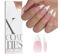btartboxnails French Gel Nail Tips - Halloween Nails Press On Nails Pink Long Pumps Xcoattips Pre-applied Primer Tip and Base Coat, No Need to Archive False Nails for