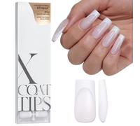 btartboxnails French Tip Press On Nails - 150 Pieces Xcoattips Long Square Modern French Tip Nail Tips, White on White, Soft Gel, Pre Applied Tips and Base Coat, No File Required
