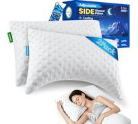 btasleeep Side Sleeper Pillows Adults Neck and Shoulder Pain, Cooling Adjustable Memory Foam Pillows for Sleeping, Soft Bed Pillows Queen Size Set of 2, Curved Pillow with Extra Foam